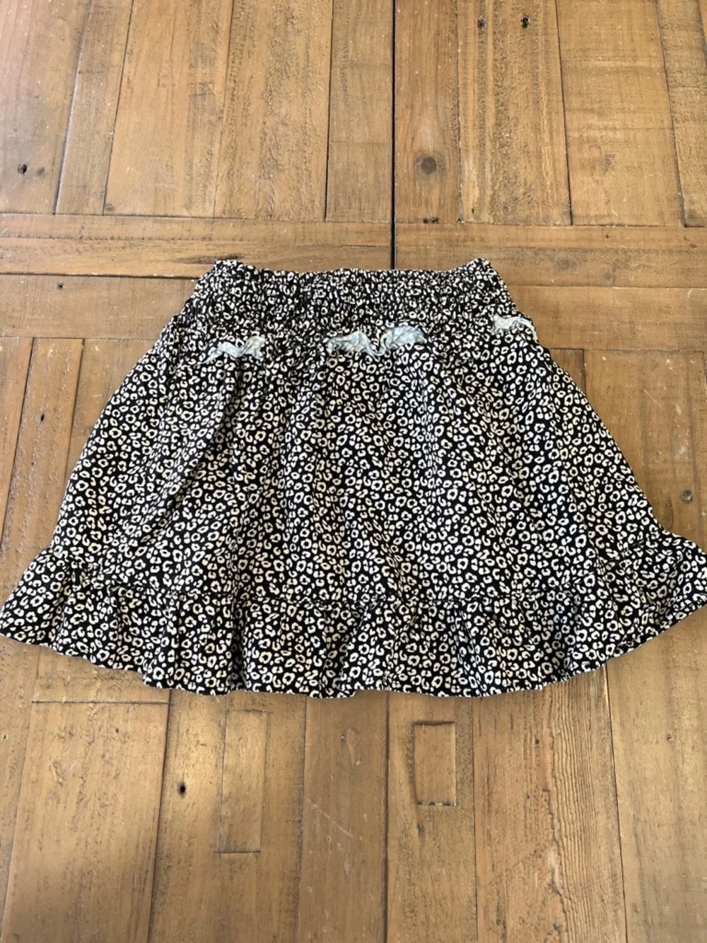 Zara black and tan spotted ruffed skirt and crop top matching set 7-8 years